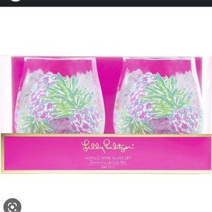 Lily Pulitzer set of 2 stemless wine glasses
